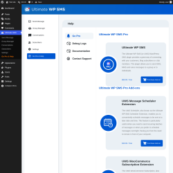 Page screenshot: Ultimate SMS &rarr;  Go Pro & Help 