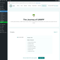 Page screenshot: WPForms Addons &rarr; Changelog