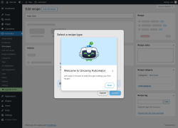 Page screenshot: Edit recipe &lsaquo; Test site &mdash; WordPress