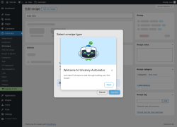 Page screenshot: Edit recipe &lsaquo; Test site &mdash; WordPress