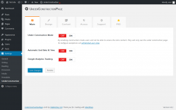 Page screenshot: Settings &rarr; UnderConstruction