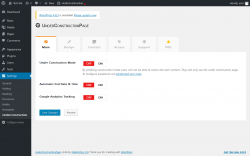 Page screenshot: Settings &rarr; UnderConstruction