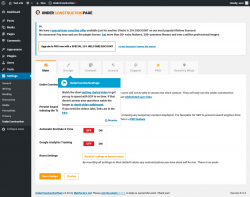 Page screenshot: Settings &rarr; UnderConstruction