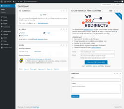 Page screenshot: Dashboard &lsaquo; Test site &mdash; WordPress
