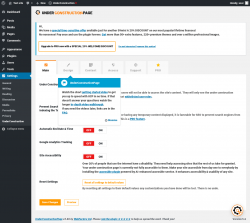 Page screenshot: Settings &rarr; UnderConstruction