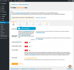 Page screenshot: Settings &rarr; UnderConstruction