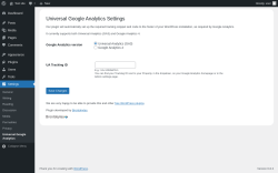 Page screenshot: Settings &rarr; Universal Google Analytics