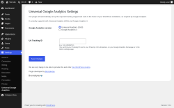 Page screenshot: Settings &rarr; Universal Google Analytics