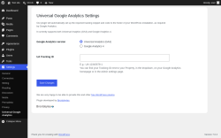Page screenshot: Settings &rarr; Universal Google Analytics
