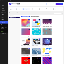 Page screenshot: Unlimited Elements &rarr; Background Widgets