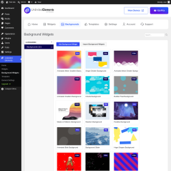 Page screenshot: Unlimited Elements &rarr; Background Widgets