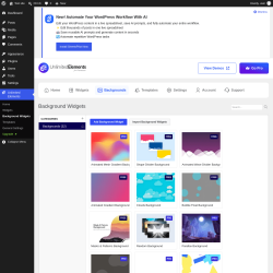 Page screenshot: Unlimited Elements &rarr; Background Widgets