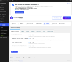 Page screenshot: Unlimited Elements &rarr; General Settings