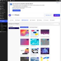 Page screenshot: Unlimited Elements &rarr; Background Widgets