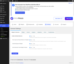 Page screenshot: Unlimited Elements &rarr; General Settings