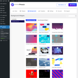 Page screenshot: Unlimited Elements &rarr; Background Widgets