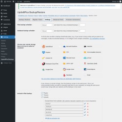 Page screenshot: Settings &rarr; UpdraftPlus Backups &rarr; Settings