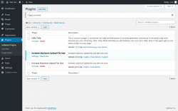 Page screenshot: Plugins ‹ Test site — WordPress