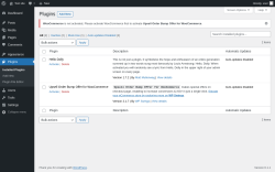 Page screenshot: Plugins &lsaquo; Test site &mdash; WordPress