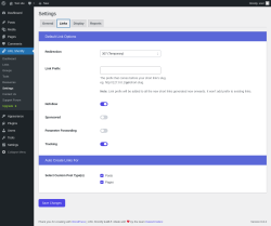 Page screenshot: URL Shortify → Settings → Links