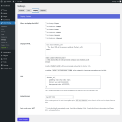 Page screenshot: URL Shortify → Settings → Display