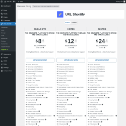 Page screenshot: URL Shortify → Upgrade  ➤