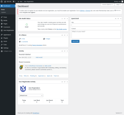 Page screenshot: Dashboard &lsaquo; Test site &mdash; WordPress