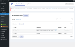 Page screenshot: User Registration &rarr; All Forms