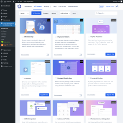 Page screenshot: User Registration & Membership &rarr; Extensions