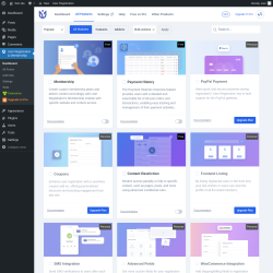 Page screenshot: User Registration & Membership &rarr; Extensions