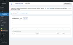 Page screenshot: User Registration & Membership &rarr; All Forms