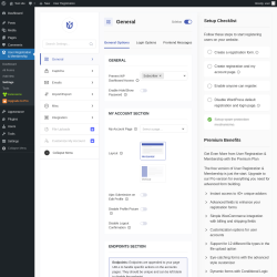 Page screenshot: User Registration & Membership → Settings