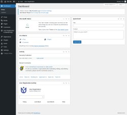 Page screenshot: Dashboard &lsaquo; Test site &mdash; WordPress