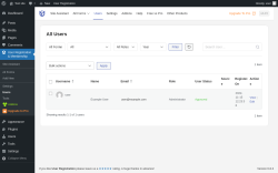 Page screenshot: User Registration & Membership → Users