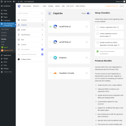 Page screenshot: User Registration & Membership → Settings → 
									
										
  
  

									
									
										
											Captcha										
										
											
										
									
								