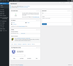 Page screenshot: Dashboard ‹ Test site — WordPress