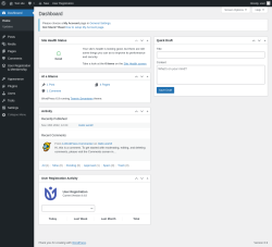 Page screenshot: Dashboard &lsaquo; Test site &mdash; WordPress