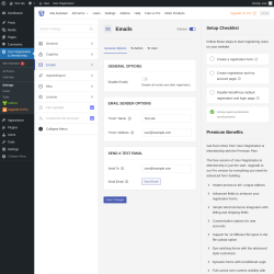 Page screenshot: User Registration & Membership &rarr; Settings &rarr; 
									
										
  

									
									
										
											Emails										
										
											
										
									
								