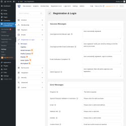 Page screenshot: User Registration & Membership &rarr; Settings &rarr; 
									
										
  
  
  

									
									
										
											Registration & Login										
										
											
										
									
								