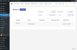 Page screenshot: User Registration & Membership &rarr; Members