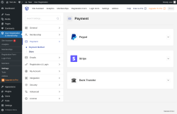 Page screenshot: User Registration & Membership &rarr; Settings &rarr; 
									
										
  

									
									
										
											Payment										
										
											
										
									
								