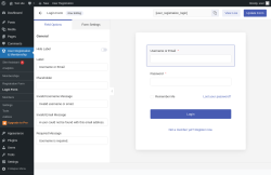 Page screenshot: User Registration & Membership &rarr; Login Form &rarr; Field Options