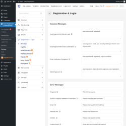 Page screenshot: User Registration & Membership &rarr; Settings &rarr; 
									
										
  
  
  

									
									
										
											Registration & Login										
										
											
										
									
								