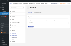 Page screenshot: User Registration & Membership &rarr; Settings &rarr; 
									
										
  
  

									
									
										
											Advanced										
										
											
										
									
								