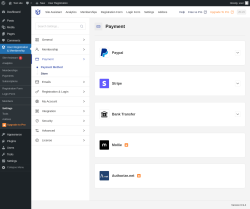Page screenshot: User Registration & Membership &rarr; Settings &rarr; 
									
										
  

									
									
										
											Payment										
										
											
										
									
								