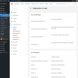 Page screenshot: User Registration & Membership &rarr; Settings &rarr; 
									
										
  
  
  

									
									
										
											Registration & Login										
										
											
										
									
								