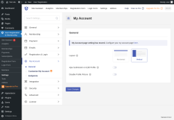 Page screenshot: User Registration & Membership &rarr; Settings &rarr; 
									
										
  
  
  
									
									
										
											My Account										
										
											
										
									
								