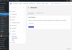 Page screenshot: User Registration & Membership &rarr; Settings &rarr; 
									
										
  
  

									
									
										
											Advanced										
										
											
										
									
								