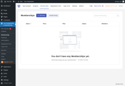 Page screenshot: User Registration & Membership &rarr; Memberships