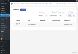 Page screenshot: User Registration & Membership &rarr; Members